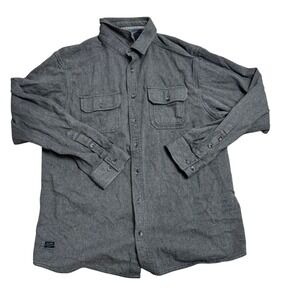 KAVU Mens XXL Gray Cotton Button Down Long Sleeve Flannel Shirt Outdoor‎ Wear
